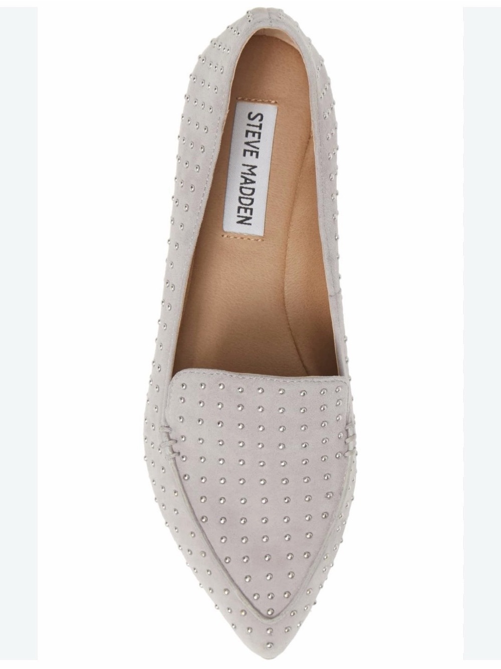 Steve Madden Women's Studded Pointed Toe Loafer - Light Gray